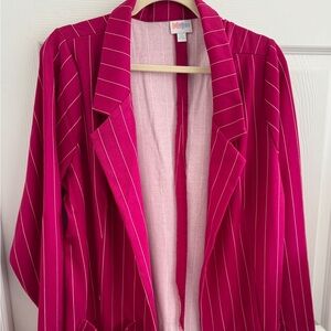 Women's Pink Striped Long Blazer